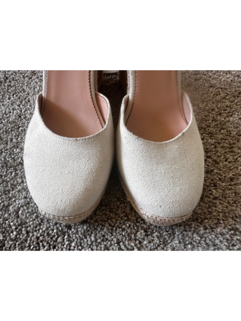 JCREW Lace Up High Heels Espadrille Womens 9.5 Beige Wedge Coastal Comfort Beach - Picture 10 of 13